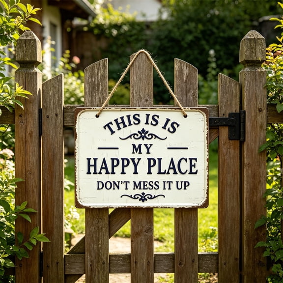 Generic This Is My Happy Place Sign Retro Vintage Metal Sign Relax Decor for Home Cafe Bar Club Deck Yard Room Wall Decor Art 8x12 inch