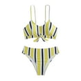thumbnail image 1 of Generic Thong Bikini Sets for Women High Waisted Cut Out Striped Swimsuits 2 Piece Spaghetti Strap Cheeky Bathing Suit, 1 of 6