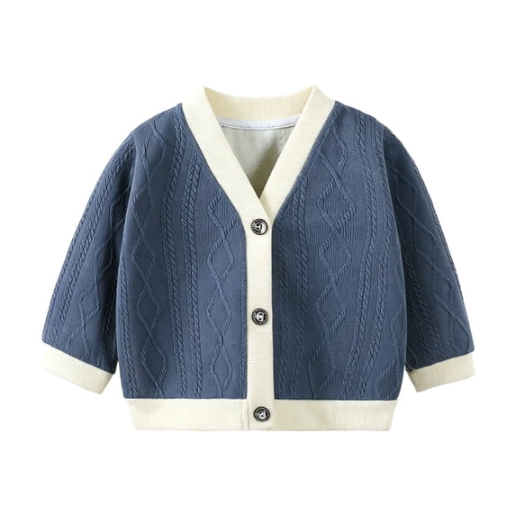 Generic Toddler Baby Boys Cardigan Little Boys V-Neck Cotton Sweater Kids Long Sleeve Jacket Knit Button up for Fall Winter Girl Coat