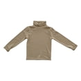 thumbnail image 1 of Generic Toddler Baby Boys Girls Basic Solid Color Turtleneck Neck Warm Base Long Sleeve T Shirt Children's Casual Home Wear Base Top Clothes ﻿(4-5 Years,Khaki), 1 of 5