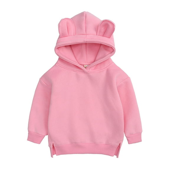 Generic Toddler Baby Boys Girls Cute Ear Solid Hoodie Sweatshirt Top for Halloween Christmas Holiday Party (9-12 Months Pink)