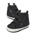 thumbnail image 1 of Generic Toddler Baby Boys Girls High Tops Ankle Sneakers Casual Fashion Lightweight Walking Soft Anti Slip Sole PU Leather Prewalker Crib Shoes(0-3 Months,Black), 1 of 6