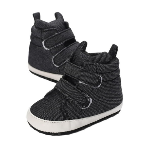 Generic Toddler Baby Boys Girls High Tops Ankle Sneakers Casual Fashion Lightweight Walking Soft Anti Slip Sole PU Leather Prewalker Crib Shoes(0-3 Months,Black)