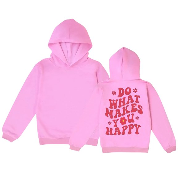 Generic Toddler Baby Boys Girls Middle and Large Children Fall Letter Print Long Sleeved Hooded Hundred Sports Sweater Autumn Winter Clothes for Outdoor Indoor Holiday(3-4 Years Pink)