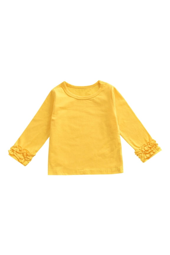 Baby Toddler Girl Long Sleeve Blouse Kids Solid Color Basic Tee Tops Little Girls Ruffle Cuffs T-Shirts Girls Clothes