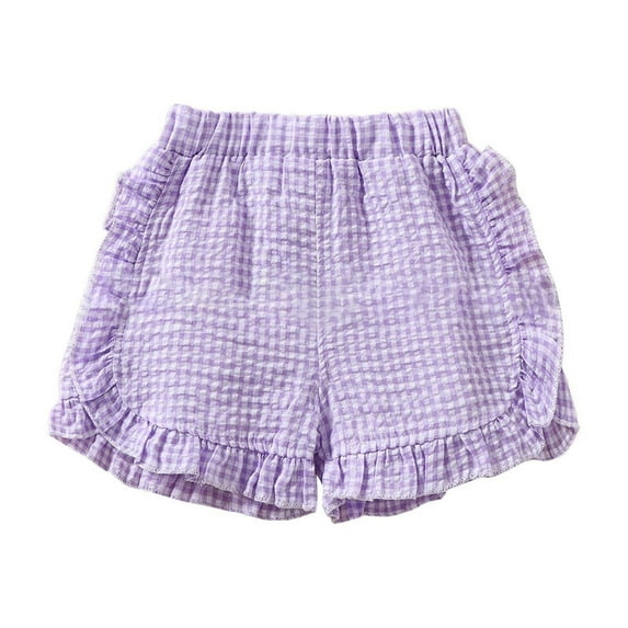 Generic Toddler Baby Girl Bloomers Shorts Elastic Waist Ruffled Plaid Print Short Pants Cute Summer Shorts for 9Months-4 Years
