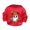 thumbnail image 1 of Generic Toddler Baby Girls Boys Halloween Cute Little Bats Pumpkin Printed Round Neck Sweater Hoodie Autumn Winter Clothes for Home Outdoor Indoor（9-10 Years Red）, 1 of 4