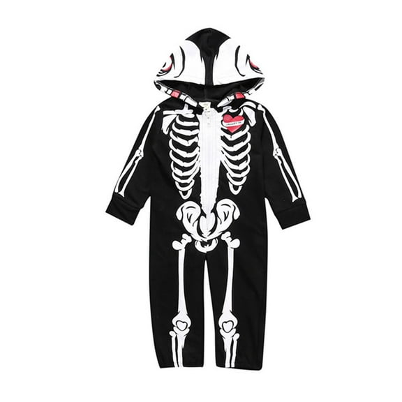 Generic Toddler Baby Girls&Boys Hooded Skeleton Romper Jumpsuit Halloween Outfits Clothes Autumn Winter Clothes for Holiday Christmas Halloween Party（3-6 Months Blue）
