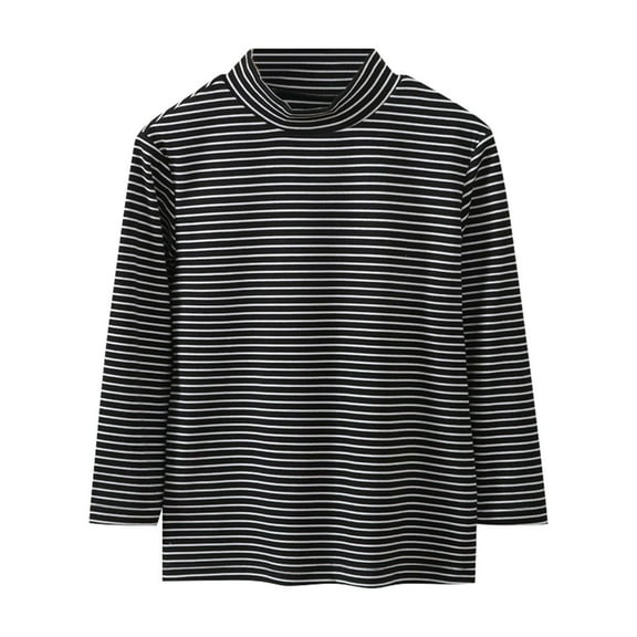 Generic Little Girls and Boy Long Sleeve Tee Shirts Soft Turtleneck Layering Pullover Slim Stretchy Tops for Casual Soft Comfortable Clothing9-10 Years1-Black