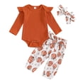 thumbnail image 1 of Generic Toddler Baby Girls Set Long Sleeve Pumpkin Print Pants + Headband 3 Set Fall Winter Clothes for Halloween Outfit （3-6 Months Red）, 1 of 9