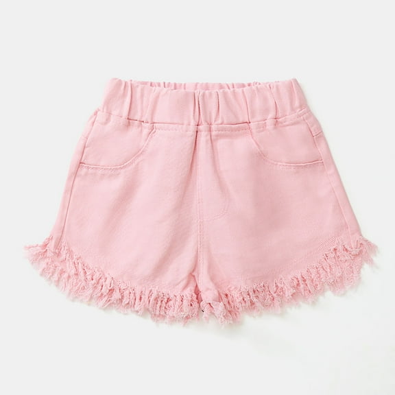 Generic Toddler Baby Girls Trouser shorts Girls Big Kids Summer Solid Color Denim Outdoor Shorts Hot Pants Spring Autumn Fashionable Comfortable Loose