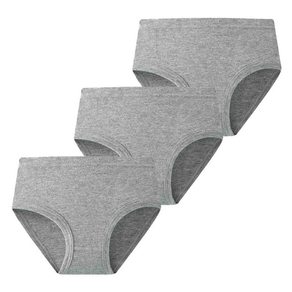 Generic Toddler Baby Girls Underwear Cotton Clear Color Briefs Solid Color for Teens Pack Of 3 Comfortable Breathable for Home Indoor Outdoor(110 Gray)