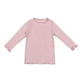 thumbnail image 1 of Generic Toddler Baby Kids Girl Solid Color T-Shirt Wooden Ear Edge Fashion Long Sleeve Crew Neck Top Comfort Soft Thick Basic T-Shirt(6-12 Months,Pink), 1 of 6