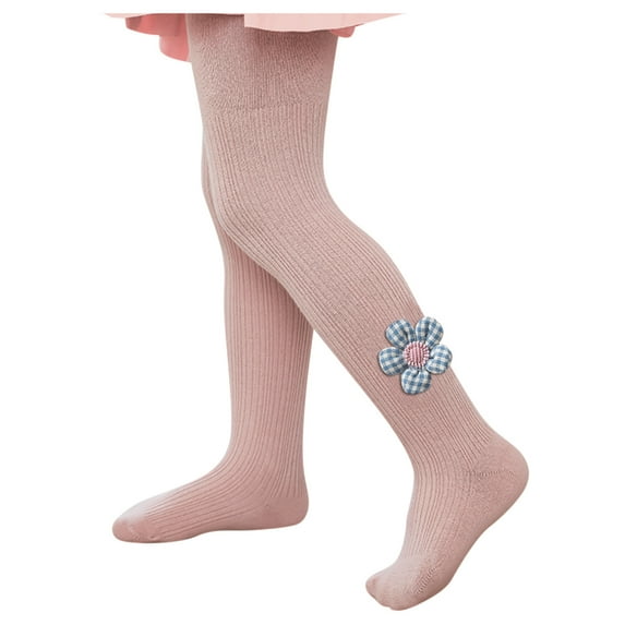 Generic Toddler Baby Kids Girls Solid Stockings Warm Panty Hose Leggings Trousers Pants Cotton Footed Tights Pantyhose(One Size Pink)