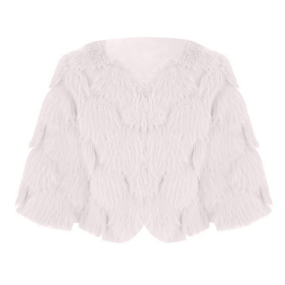 Generic Toddler Baby Kids Girls Sweater Furry Top Winter Windproof Thicken Coat Warm Outerwear Jacket for Holiday Winter Party Christmas(5-6 Years White)