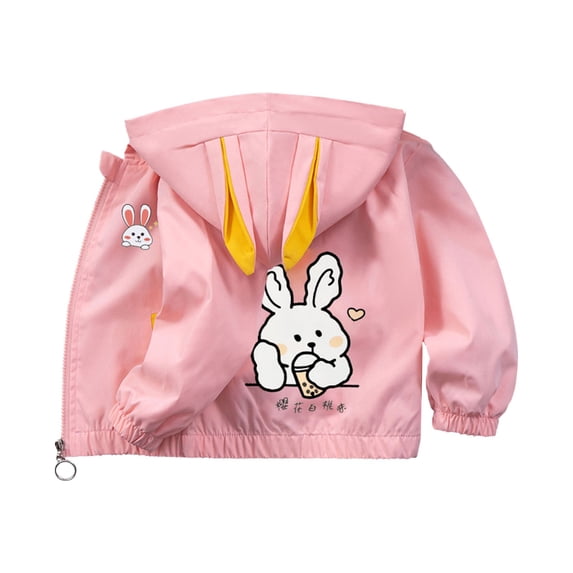 Generic Toddler Baby Rain Jacket Waterproof Windproof Bunny Ear Hooded Raincoat Boys Girls Cute Lightweight Fall Outerwear Warm Coats