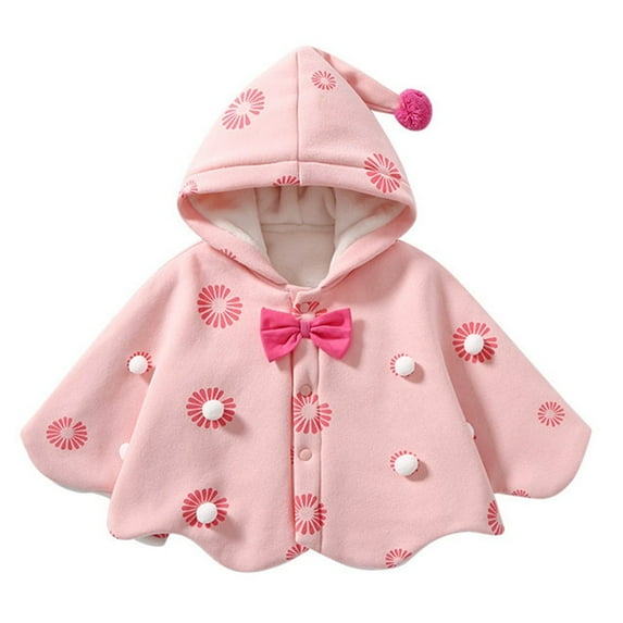 Generic Christmas Clothes for Toddler Girls Baby Xmas Outfits Velvet Hooded Poncho Red Cape Coat Jacket for Fashion Casual Breathable Clothing (12-18 Months,Pink)