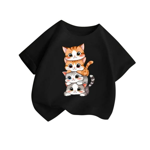 Generic Toddler Boy Girl Summer Tshirts Short Sleeve Cute Animal Print Little Kids Tee Shirt Crewneck Thin Tops for 2-14 Years