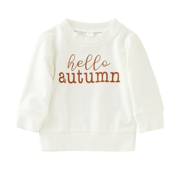 Generic Toddler Boys Girls Cotton Thin Sweatshirt Winter Long Sleeve Sweatshirt Outwear for Kids Clothes Cartoon Letter Prints（2-3 Years White）