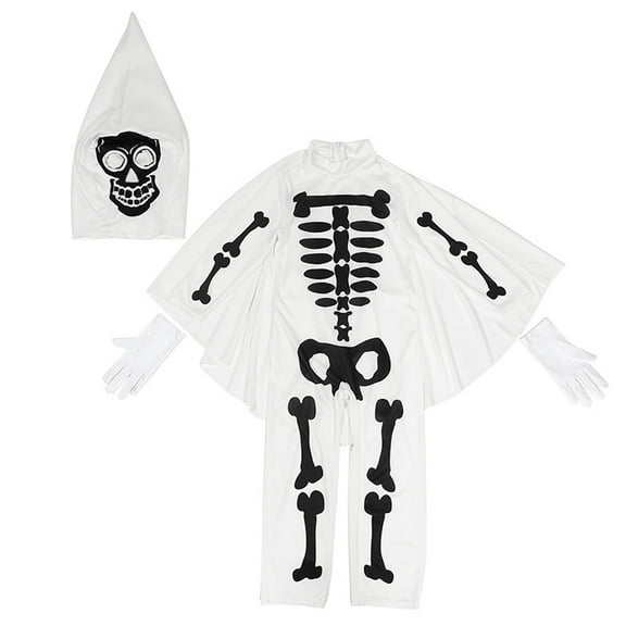 Generic Toddler Boys Girls Crewneck Jumpsuit with Halloween Children's Performance Clothing Bone Party for Christmas Holiday Party Halloween（6-8 Years White）