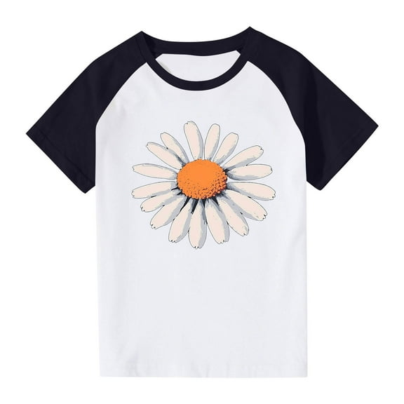 Generic Toddler Boys Girls Cute Daisy Shirt Flower Graphic T-Shirt Short Sleeve Tees Summer Casual Tops for 3-14 Years