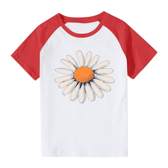 Generic Toddler Boys Girls Cute Daisy Shirt Flower Graphic T-Shirt Short Sleeve Tees Summer Casual Tops for 3-14 Years