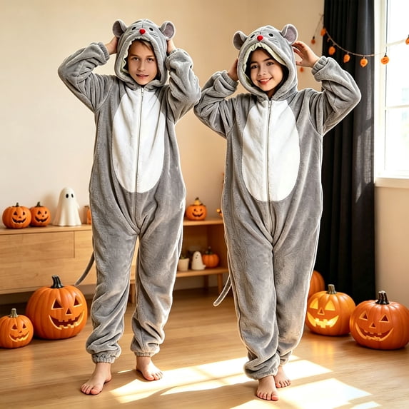 Generic Toddler Boys Girls Halloween Funny Animal Onesie FullZip Hooded Jumpsuit