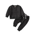 thumbnail image 1 of Generic Toddler Boys Girls Pullover Tops Fall Winter Long Sleeve Solid Colour Prints Tops Sweatshirt Pants 2PCS Outfits Clothes Set for Babys Clothes（2-3 Years Black）, 1 of 8