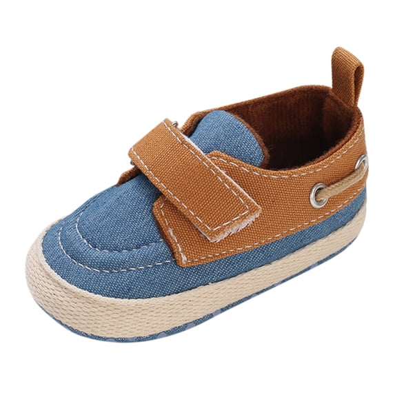 Generic Toddler Boys Girls Shoes Baby Hook Loop Floor Casual Shoes Soft Light Flat Bottom Strip Denim Shoes Walking Shoes