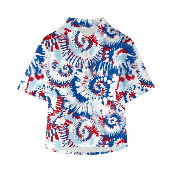 Generic Toddler Boys Girls Short Sleeve Botton Independence Day 4th Of July Prints Kids Tops T Shirt