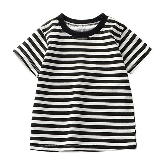 Generic Toddler Boys Girls Striped T Shirts Summer Crewneck Short Sleeve Cotton Casual Shirts Cute Tee Tops for 2-10Years