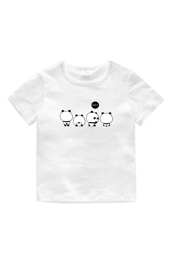 Toddler Boys Girls Summer Short Sleeve Panda Cartoon Prints T Shirts Tops Outwear Cute Fashion