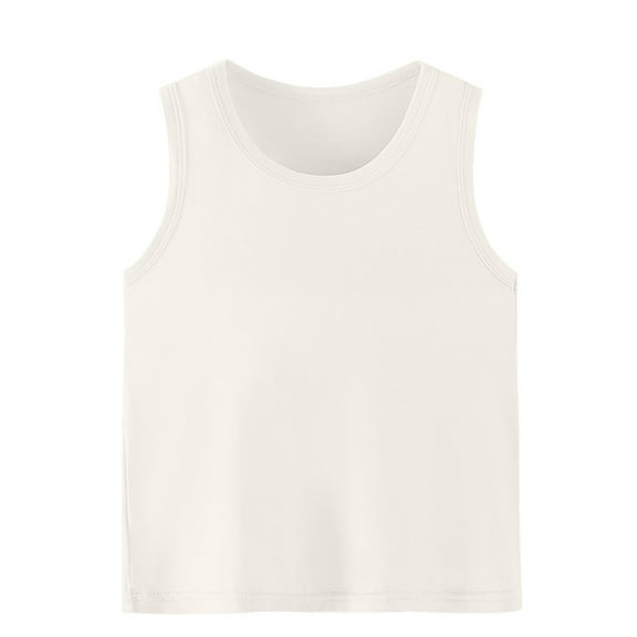 Generic Toddler Boys Girls Summer Tank Tops Solid Sleeveless Shirt Cotton Basic Dance Athletic Tee Tops for 2-15 Years