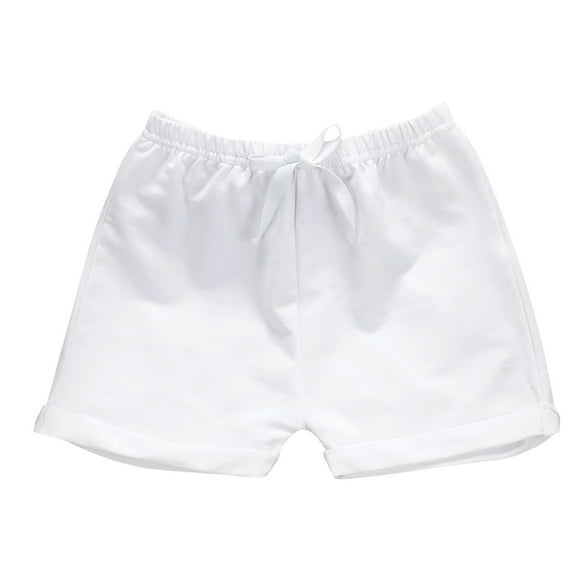 Generic Toddler Boys Girls Toddler Summer Solid Color Cotton Five Points Shorts Thin Beach Pants Spring Autumn Winter Clothes for Home Holiday Party Leisure （6-12 Months White）