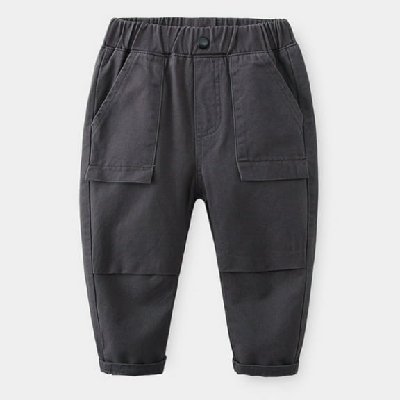 Generic Toddler Boys Spring and Autumn Models Casual Fashion Solid Color Pants with Pockets Adjustable Fit for Casual and Holiday