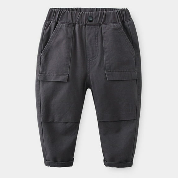 Generic Toddler Boys Spring and Autumn Models Casual Fashion Solid Color Pants with Pockets Adjustable Fit for Casual and Holiday