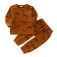 thumbnail image 1 of Generic Toddler Boys Winter Long Sleeve Dinosaur Prints Tops Pullover Pants 2PCS Outfits Clothes Set for Babys Clothes（6-12 Months Yellow）, 1 of 6