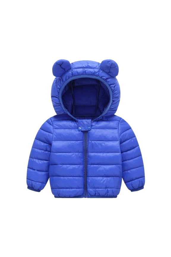 Toddler Children's Kids Baby Grils Boys Hooded Outdoor Jacket Thick Warm Windproof Coat for Casual Soft Comfortable Clothing 18-24 MonthsA-Blue