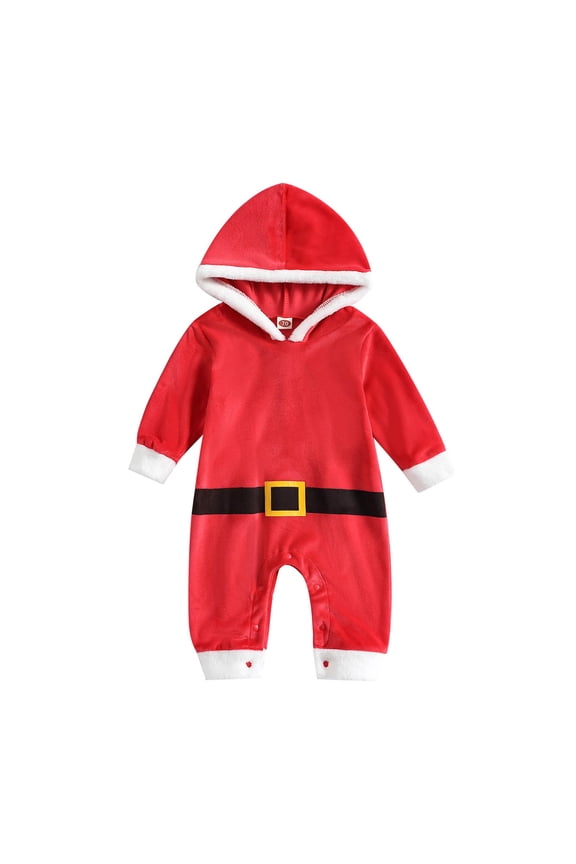Baby Christmas Hoodie Christmas Hooded Onesie Baby Holiday Jumpsuit Baby Christmas Romper Cute Christmas Baby Romper Boys Girls Christmas Long Sleeve Romper Hooded Jumpsuit