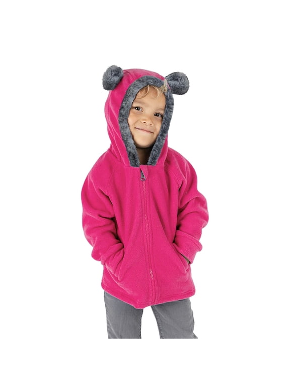 Toddler Fleece Lined Jacket Bear Ear Hooded Fleece Coat Zip Up Warm Hoodie