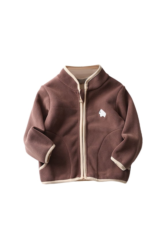 Toddler Girl Boy Long Sleeve Simple Solid Color Warm Children's Dress Stand Collar Coat for 1-7 Years for Holiday Winter Party Christmas(3-4 Years Brown)