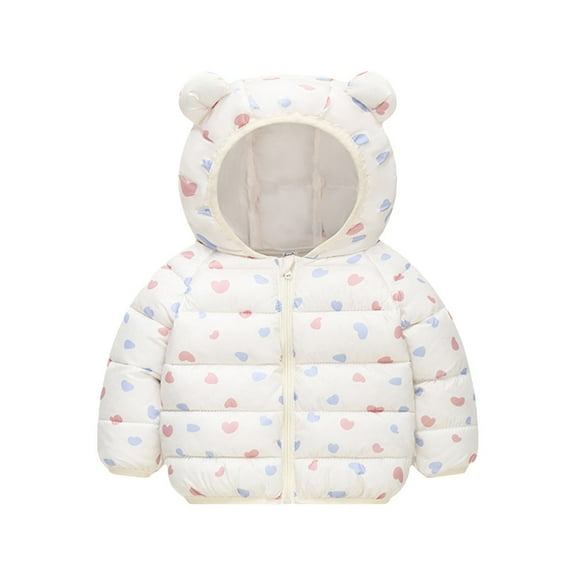 Generic Toddler Girl Boy Long Sleeved Down Padded Jacket Light Ear Padded Coat Puffer Jacket 1 To 6 Years for Holiday Winter Party Christmas（3-4 Years Blue）