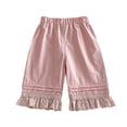 thumbnail image 1 of Generic Toddler Girl Long Shorts Y2K Lace Trim Pettipants Baby Cute Ruffle Hem Baggy Bloomers Boho Flowy Summer Wide Leg Gauze Shorts, 1 of 7