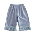 thumbnail image 1 of Generic Toddler Girl Long Shorts Y2K Lace Trim Pettipants Baby Cute Ruffle Hem Baggy Bloomers Boho Flowy Summer Wide Leg Gauze Shorts, 1 of 7