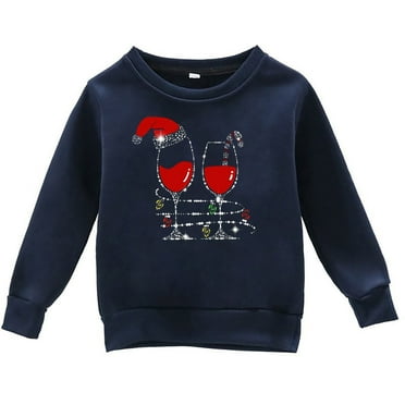 Generic Toddler Girl'S Winter Print Pullover Girls Fall And Winter Christmas Print Casual Round Neck Long Sleeve Sweater Children'S Everyday Hooded Pullover