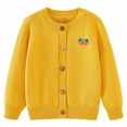 thumbnail image 1 of Generic Toddler Girl Top Girls Cardigan Sweater Autumn/Winter Strawberry Print Solid Color Knitted Jacket Party Birthday School for Fashion Comfortable Breathable(3-4 Years,Yellow), 1 of 1