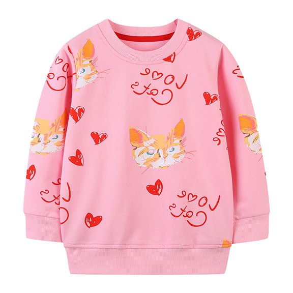 Generic Toddler Girls 2024 New Round Neck Long Sleeve Fall Sweatshirt Berry Pattern Top Daily School Wear