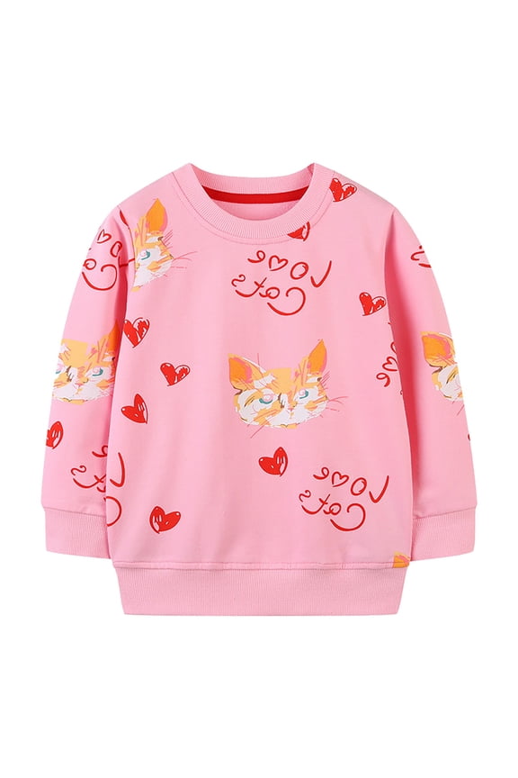 Toddler Girls 2024 New Round Neck Long Sleeve Fall Sweatshirt Berry Pattern Top Daily School Wear