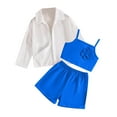 thumbnail image 1 of Generic Toddler Girls 3 Piece Outfit Cami Crop Sleeveless Tops and Pleated Skirt Shorts with Button Down Shirt for 3-9 Years, 1 of 7