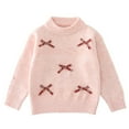 thumbnail image 1 of Generic Toddler Girls Bow Sweater Crew Neck Long Sleeve Drop Shoulder Loose Pullover Tops Embroidery Chunky Knit Sweaters, 1 of 2
